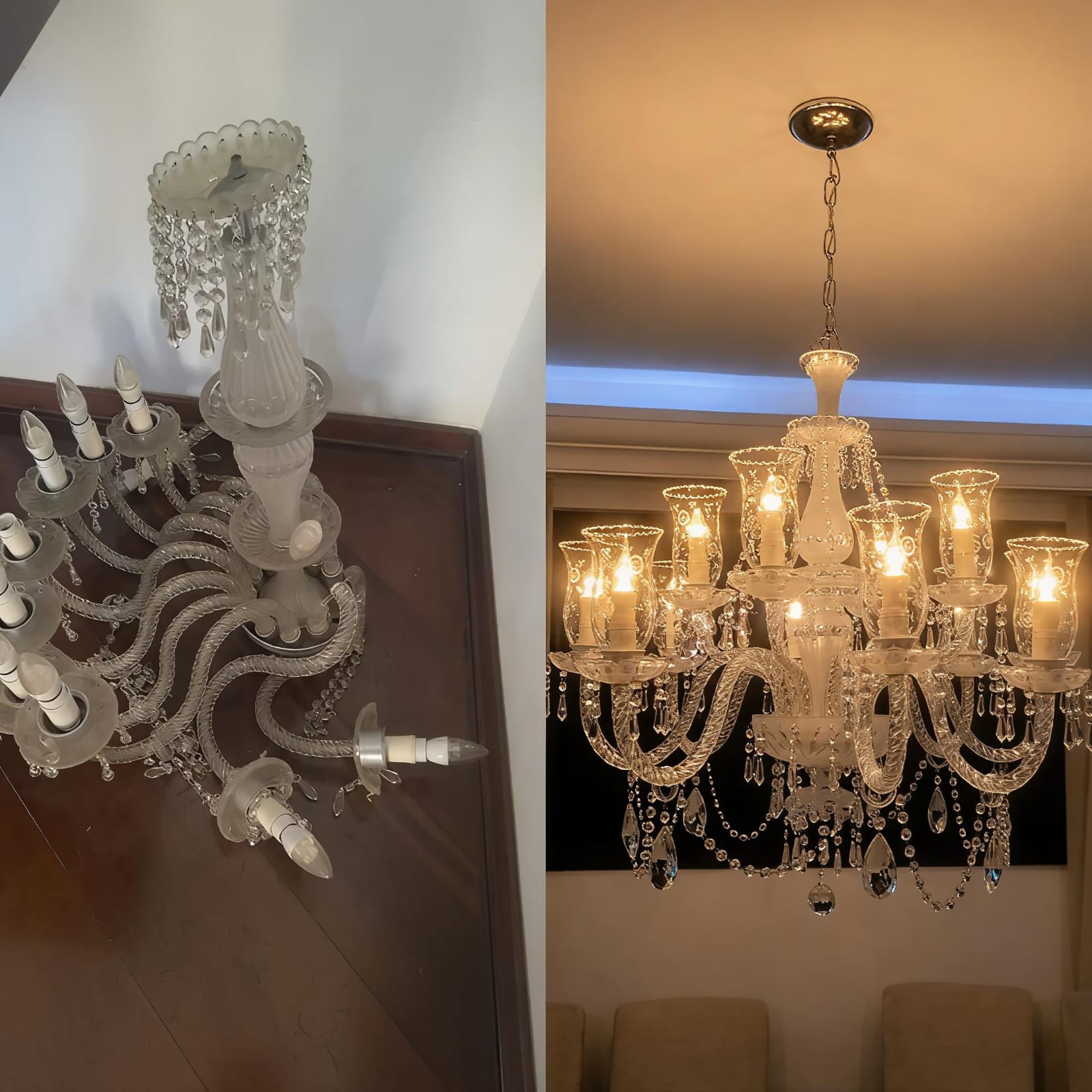 Antes e Depois Restauração de Lustres - Victoratto's